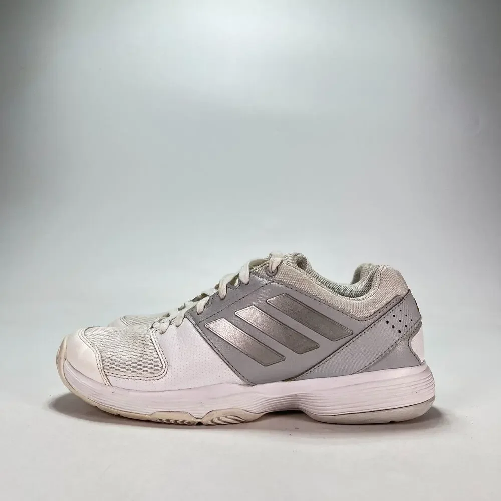 adidas Barricade Court 3 White Metallic Silver Tennis Shoes BB4828 Womens Sz 6.5